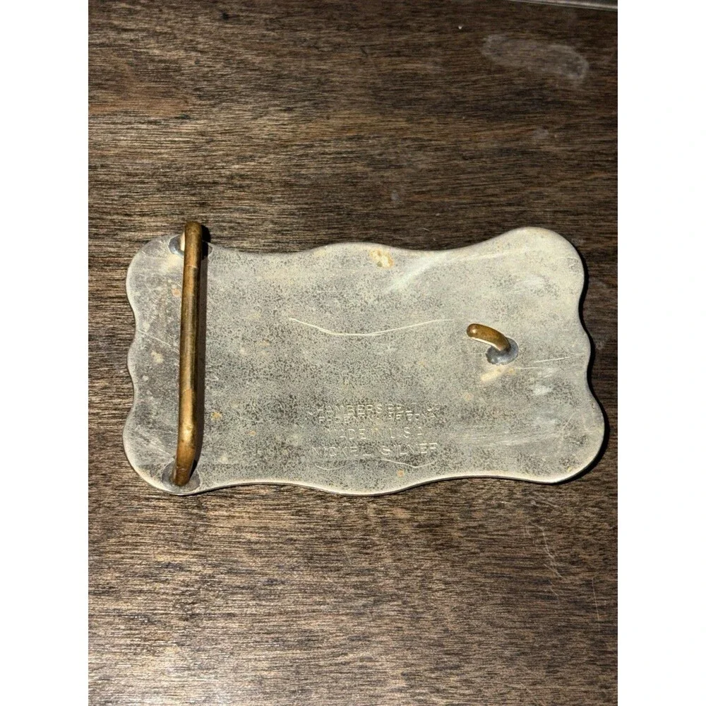 Chambers Belt Co Vintage Belt Buckle Nickel Silver Western Cowboy Mens USA 1980s